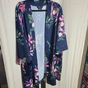 Navy Floral Kimono Jacket